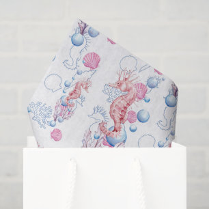 Papel de seda de festa com padrão de cavalo marinh