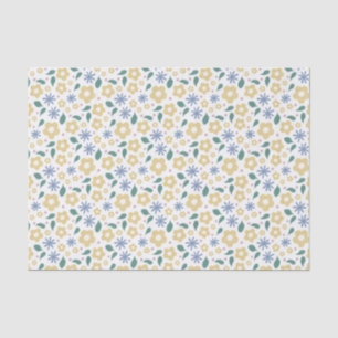Papel de seda de flores amarelas e azuis felizes