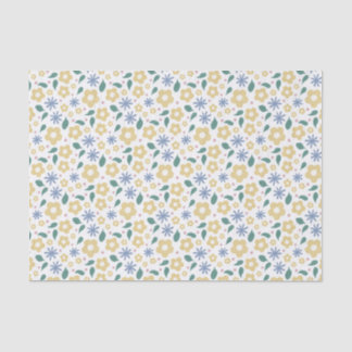 Papel de seda de flores amarelas e azuis felizes