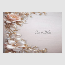 Papel de Seda de Flores Rosa Suave e Branco