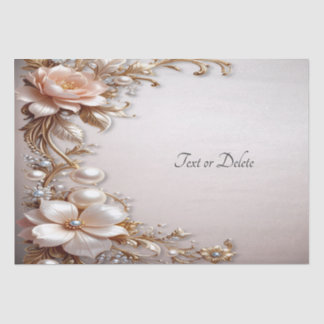 Papel de Seda de Flores Rosa Suave e Branco