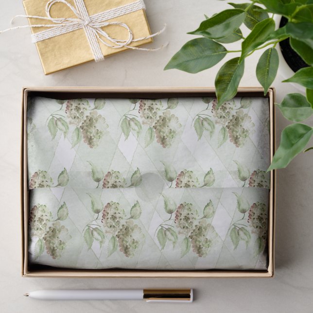 Papel de Seda de Hortênsia Verde Salvia (Presente)