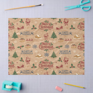 Papel de Seda de Natal em Papel Kraft de Meados do