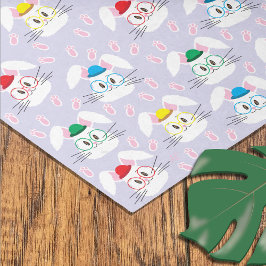 Papel de seda de Páscoa com rostos de coelho e peg