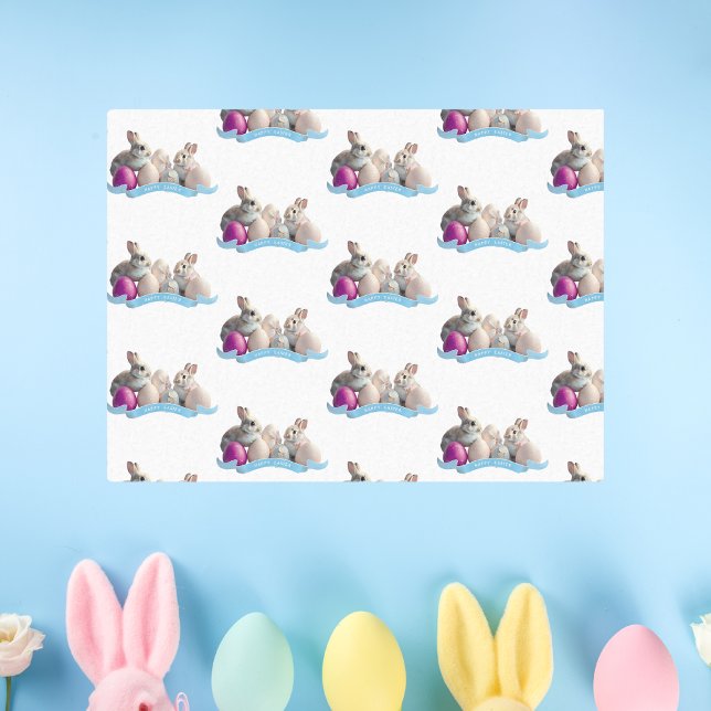 Papel de Seda de Páscoa Dois Coelhos e Ovos de Pás (Criador carregado)