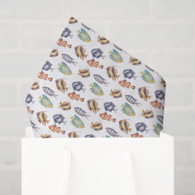 Papel de Seda de Peixe, Decoupage de Vida Marinha (Sacola de presentes)