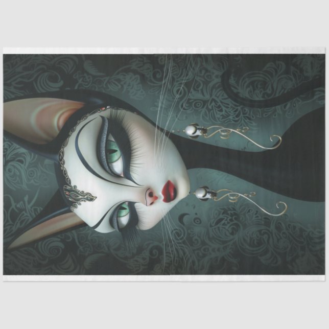 Papel De Seda Deco Art Glamourous Cat Decoupage (Frente )