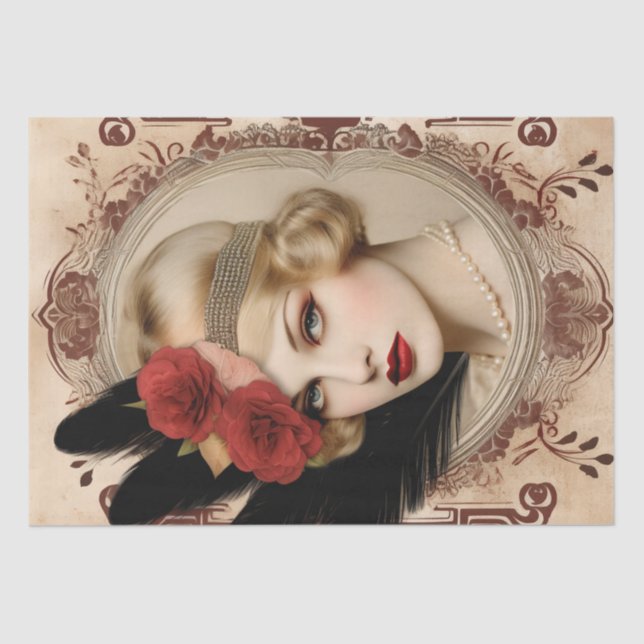 Papel De Seda Deco de Arte da Menina Flapper de 1920 (Frente )