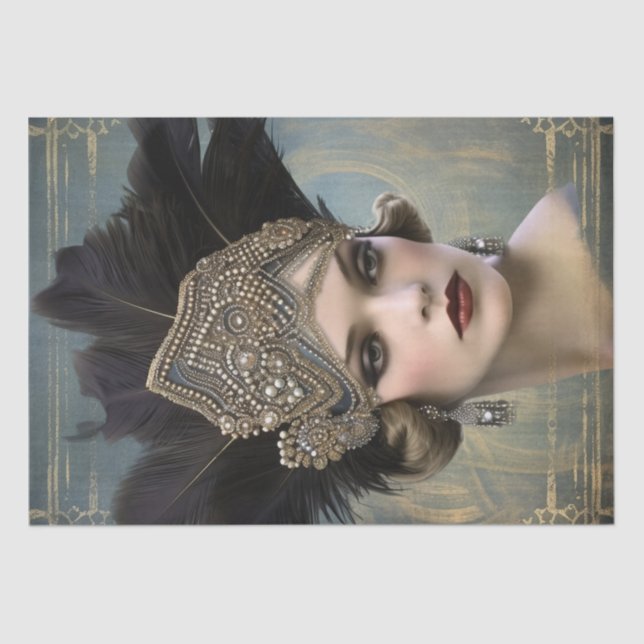 Papel De Seda Deco de Arte da Menina Flapper de 1920 (Frente )