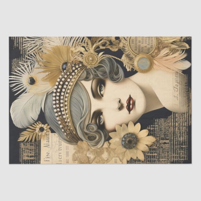 Papel De Seda Deco de Arte da Menina Flapper de 1920 (Frente )