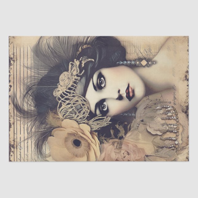 Papel De Seda Deco de Arte da Menina Flapper de 1920 (Frente )