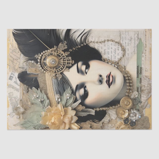 Papel De Seda Deco de Arte da Menina Flapper de 1920 (Frente )