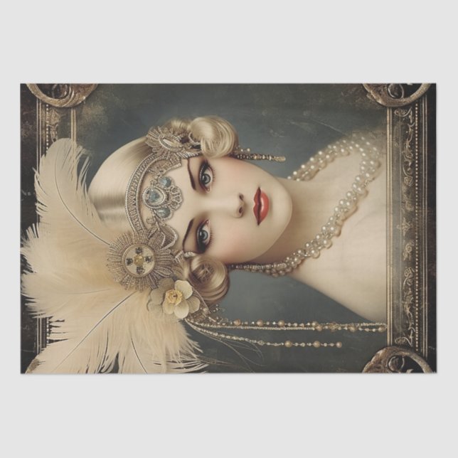 Papel De Seda Deco de Arte da Menina Flapper de 1920 (Frente )