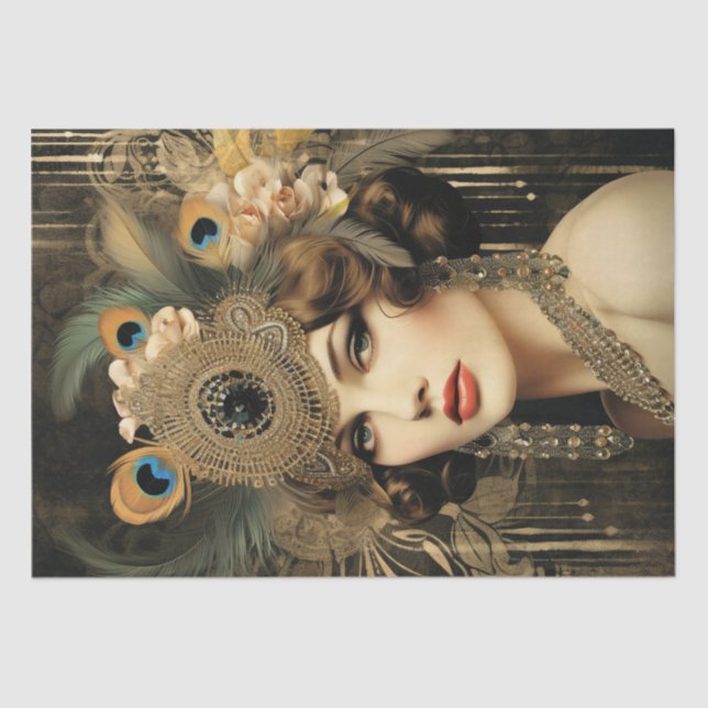 Papel De Seda Deco de Arte da Menina Flapper de 1920 (Frente )