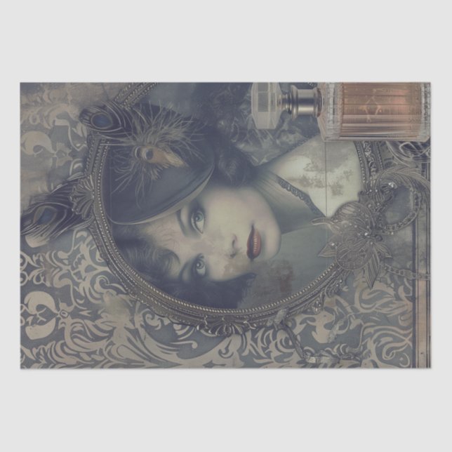 Papel De Seda Deco de Arte de Menina Flapper Perfume de 1920 (Frente )