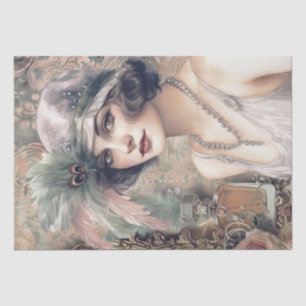 Papel De Seda Deco de Arte de Menina Flapper Perfume de 1920