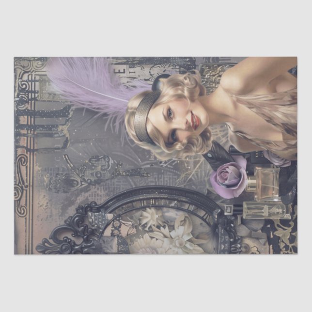 Papel De Seda Deco de Arte de Menina Flapper Perfume de 1920 (Frente )