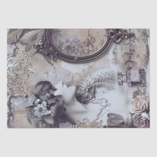 Papel De Seda Deco de Arte de Menina Flapper Perfume de 1920 (Frente )