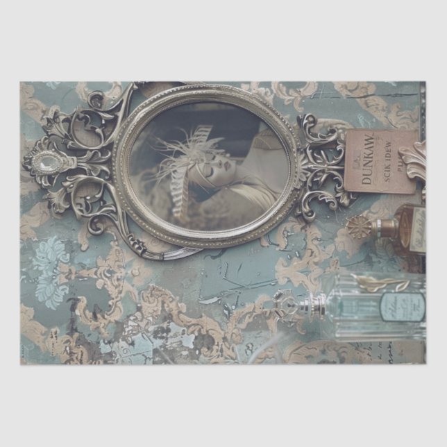 Papel De Seda Deco de Arte de Menina Flapper Perfume de 1920 (Frente )