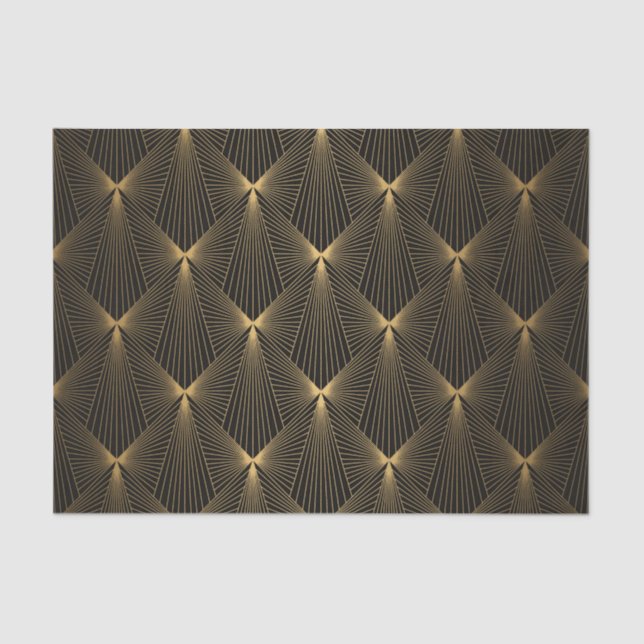 Papel De Seda Deco de arte,ouro preto,chic,elegante,padrão,cláss (Frente )