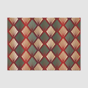 Papel De Seda Deco de Arte Vermelha Dourada de Natal