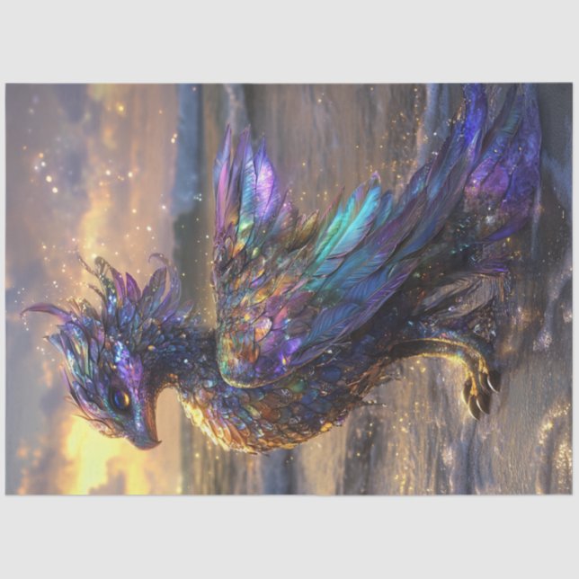 Papel De Seda Decodificar Púrpura Fantástica Como Pássaro (Frente )