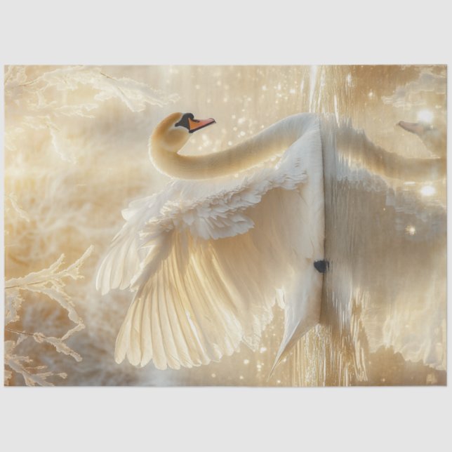 Papel De Seda Decopage Magical Scense Swan no lago (Frente )