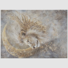 Papel De Seda Decopage Mystical Lions Cabeça Crescente Lua Doura