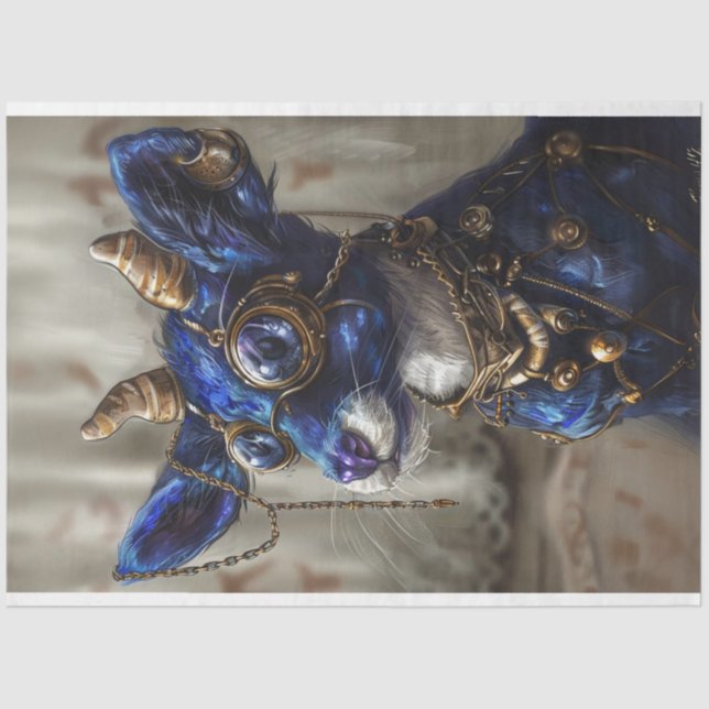 Papel De Seda Decopage Steampunk Blue Azure (Frente )