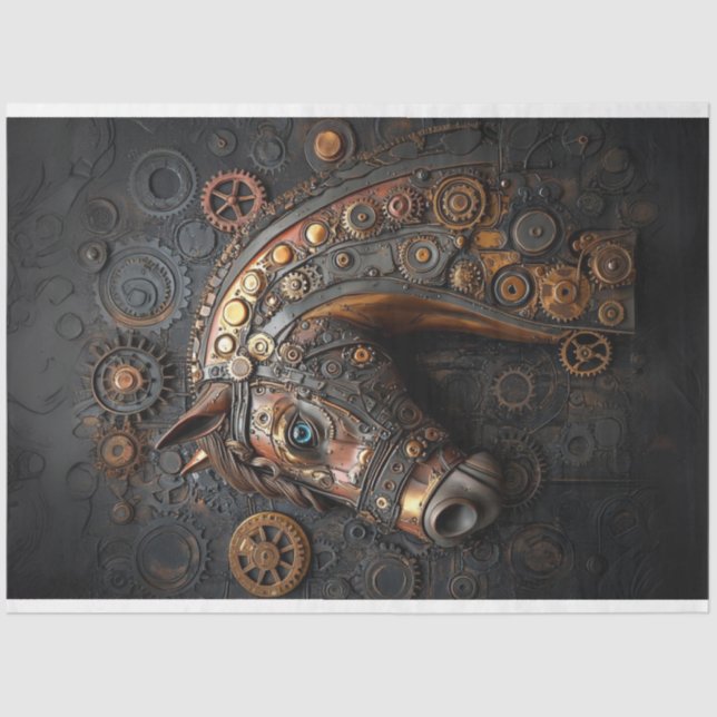 Papel De Seda Decopage Steampunk Iron Horse (Frente )