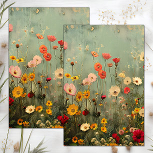 PAPEL DE SEDA DECOPÁGINA FLORAL DISTRESSA DO GRUNGE