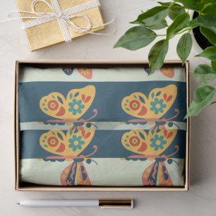 Papel De Seda Decoração de borboleta colorida com elementos flor