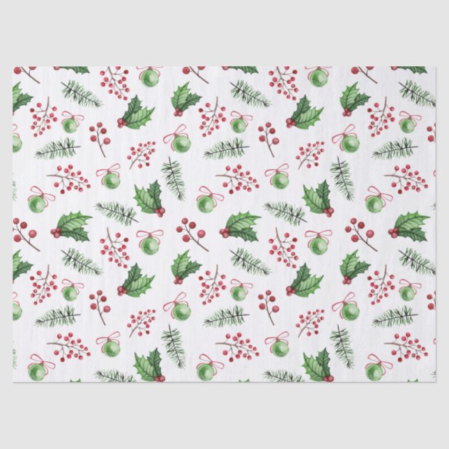 Papel De Seda Decorações de Árvore de Natal & Azevinho (Frente )