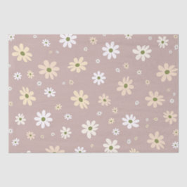 Papel De Seda Decorativo de Boho com Padrão Floral Retro Daisy