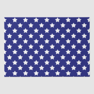 Papel De Seda Decorativo do Padrão das Estrelas Brancas Azuis