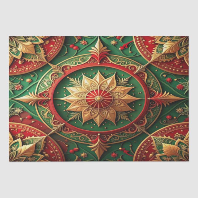 Papel de Seda Decorativo Vermelho Verde para Feria (Frente )
