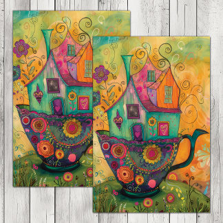 PAPEL DE SEDA DECOUPAÇÃO DA CASA COM CORTE DE CHÁ PARA BRUXOS QU