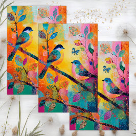 PAPEL DE SEDA DECOUPAÇÃO DAS AVES COLORIDAS