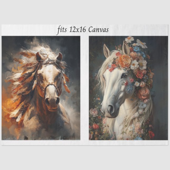 Papel De Seda Decoupage 12x16 Horse Duo Stallion Southwestern  (Frente )