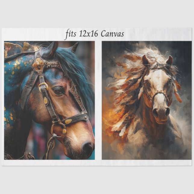 Papel De Seda Decoupage 12x16 Stallion Horse Steampunk & Western (Frente )