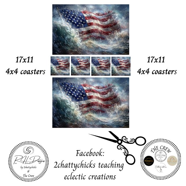 Papel De Seda Decoupage 250th American Flag Rising in Ocean  (Criador carregado)