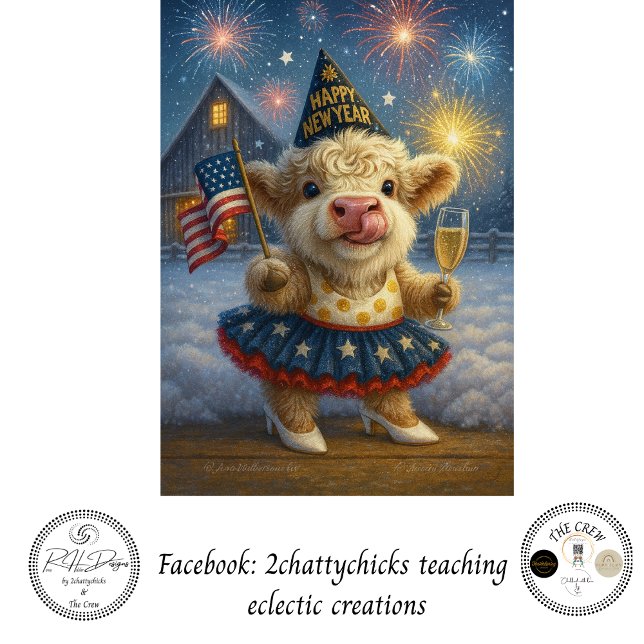 Papel De Seda Decoupage 250th Birthday Highland Calf 4th July  (Criador carregado)