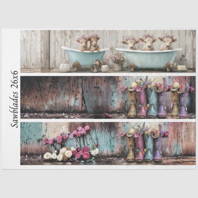 Papel De Seda Decoupage 26x6" Farmhouse Designs for Handsaws (Frente )