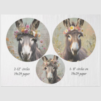 Papel De Seda Decoupage 2-12" Círculo & 8" Trio de Burro Caprich