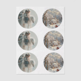 Papel De Seda Decoupage 3" Snow Globe Moulds Child Horse Winter