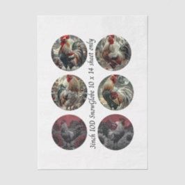 Papel De Seda Decoupage 3" Snow Globe Moulds Roosters Red Barn