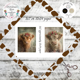 Papel De Seda Decoupage 5x7 Highland Calves Winter Scene