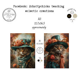 Papel De Seda Decoupage A3 Scrapbooking Vitoriano Gatos Capricho