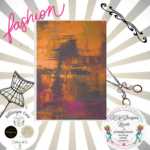 Papel De Seda Decoupage Abstrato Cor Laranja Magenta Marrom Azul