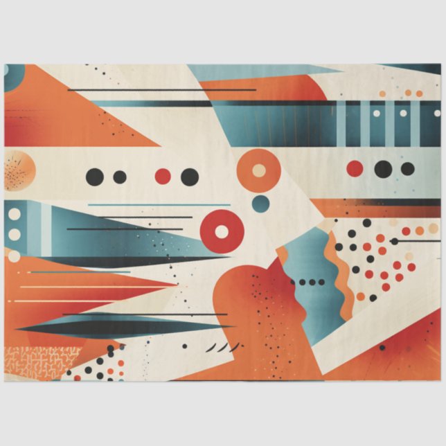 Papel De Seda Decoupage Abstrato Geométrico Formas Vibrantes (Frente )